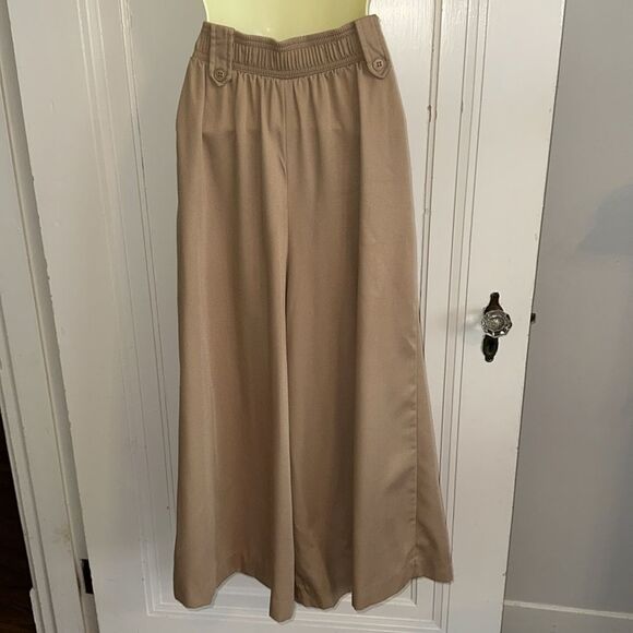 Vintage 70s JG Collection By Joyce High-Waisted Tan/Khaki Wide-Leg Culotte Pants - Picture 6 of 9